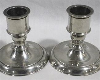 14 - Pair pewter 4.5" candle holders
