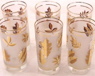 17x - 6 Libbey mid-century gold leaf hiball glasses 5 1/2 x 2 1/2
