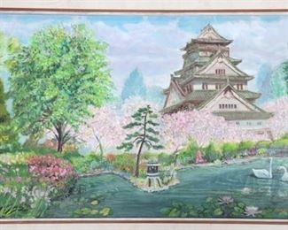 24x - Oil on Canvas signed by H.L. Cocke of Blairs VA dated 1989 - 25 x 41.5 - some cracking of oil paint
