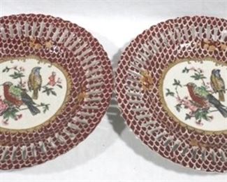 25 - Pair 10" porcelain bird plates
