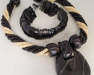 26c - Black & tan necklace & bracelet
