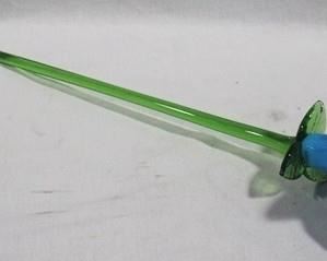 36 - Blown glass blue flower - 19.5" long
