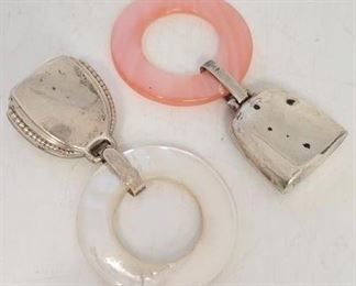 60c - Pair sterling webster baby rattles
