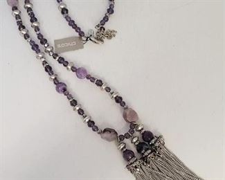 63c - Chicos amethyst bead necklace w/ tassels
