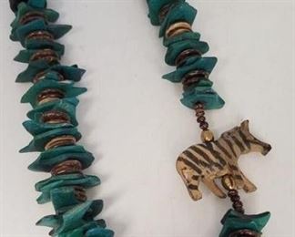 67c - Wooden beads w/ zebra necklace
