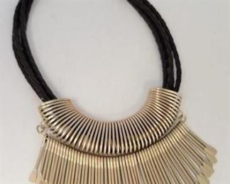 68c - Chicos braided rope w/ silver dangles necklace
