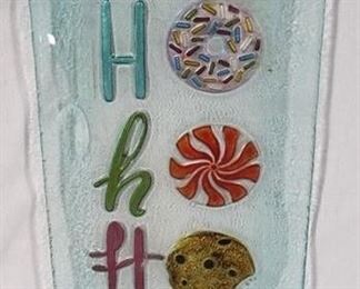 82 - HO HO HO glass tray - 12 x 7
