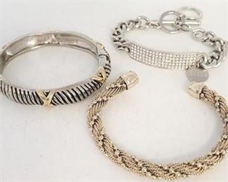 86c - 3 Silvertone bracelets
