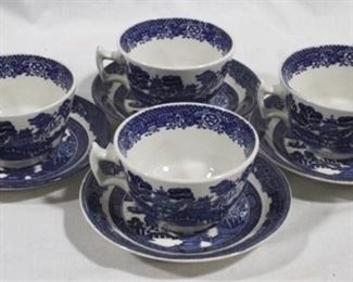 98 - 4 Johnson Bros Willow cups & saucers

