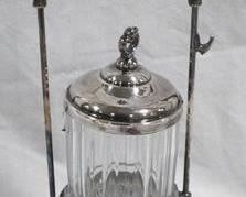 108 - Vintage pickle castor, silver plate holder 13.5"
