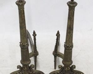 134 - Vintage brass ornate andirons 27 x 9 x 21
