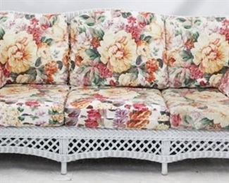 142 - Lovely wicker sofa in floral upholstery 36 x 78 x 29
