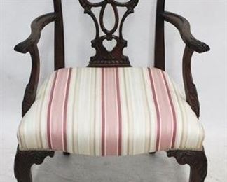 147 - Chippendale carved claw foot arm chair 37 x 24 x 24
