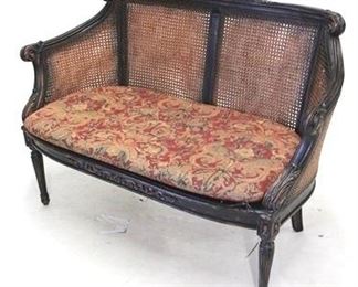 154 - Exceptional cane inset carved settee 33 x 48 x 19
