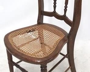 156 - Vintage Victorian cane seat walnut chair 33 x 17 x 17
