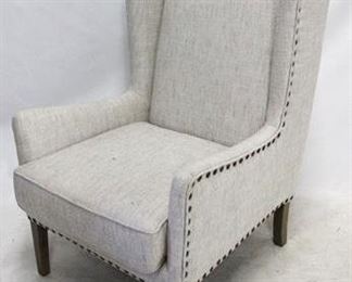 159 - Contemporary upholstered wing chair nail head trim 45 x 29.5 x 29
