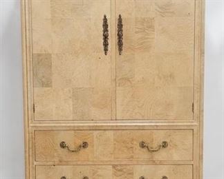 201 - Henredon Charles X burl maple armoire bookmatched maple ca 1970s 80 x 44.5 x 21
