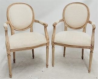 205 - Matching pair cameo back arm chairs 38 x 23.5 x 20
