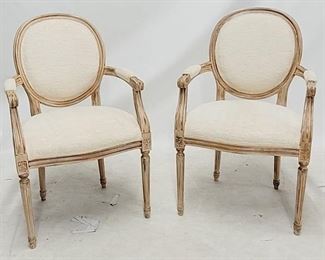 207 - Matching pair cameo back arm chairs 38 x 23.5 x 20
