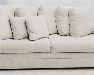 227 - Cobra mushroom upholstered sofa has stain spots 31 x 80 x 36
