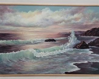 233 - Framed canvas art - signed 37 x 61.5
