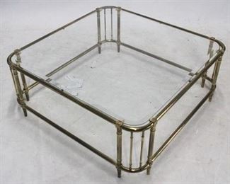 258 - Brass & glass coffee table beveled glass 15 x 38 x 38
