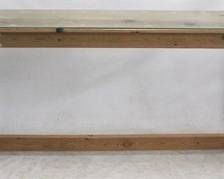 259 - Wooden console table with glass top 32 x 60.5 x 13
