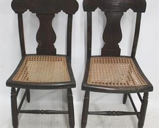 282 - Matching pair antique cane seat chairs 35 x 16.5 x 15
