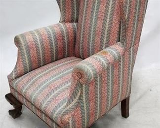 284 - Chippendale claw foot wing back chair 47 x 31 x 27
