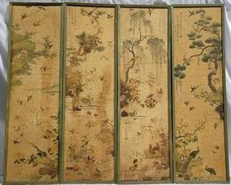 303 - 4 Framed Oriental panels - 35 x 11.5
