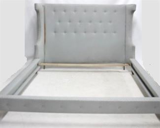 311 - Sarreid linen king size bed has staining 59 x 86.5 x 92
