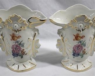 317 - Pair porcelain 9.5" vases, decorated
