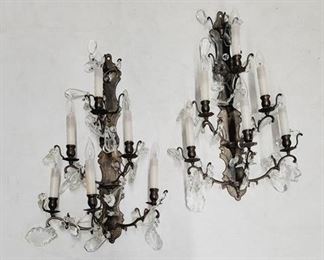 323 - Vintage pair prism wall sconces - 28 x 16
