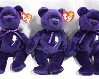 340 - 3 Beanie Baby Princess Diana bears

