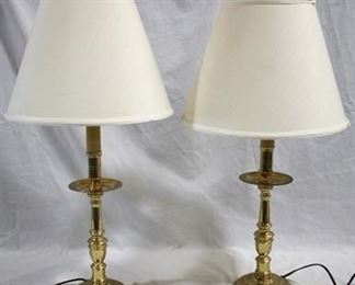 406 - Pair brass 27" candle lamps
