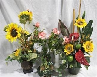 418 - Group faux flower arrangements
