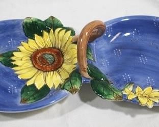 433 - Fitz & Floyd sunflower 2 part relish 14.5 x 8
