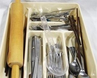 447 - Tray with flatware & etc

