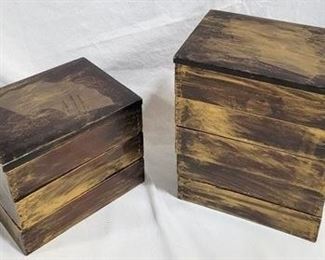 454 - Two stacking wood storage boxes
