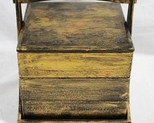 457 - Wooden Oriental stacking box basket 10 x 7 x 7
