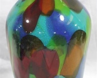 468 - Murano Mottled Art Glass 15.5" Vase
