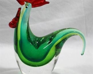 474 - Murano Art Glass Rooster 9" Figurine
