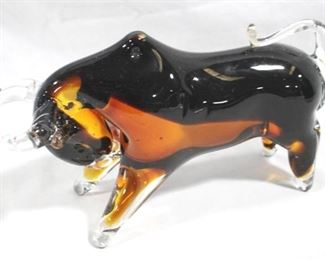 478 - Beautiful Murano Art Glass Bull 9.5" Figurine
