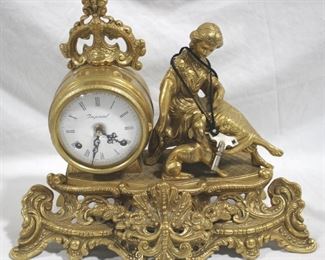 490 - Imperial Brass Figural Mantel Clock 14 x 13
