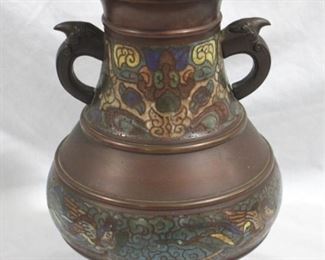 498 - Japanese Bronze Cloisonne Enameled Vase 12" tall
