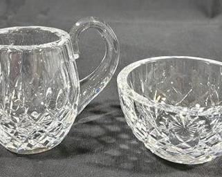 531 - Waterford Cream & Sugar Set - signed 2.75 tall - pitcher 3 round - bowl
