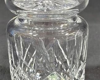 535 - Waterford Covered Mustard Jar w/ Spoon - signed 4.25 x 3 round
