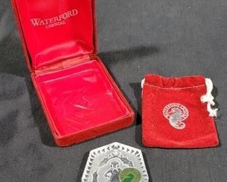 546 - Waterford 1993 Ornament w/ seahorse sticker-signed 3 x 2

