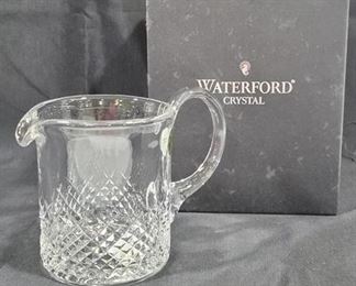 576 - Waterford Alana Short Pitcher-signed seahorse sticker 4.5 x 4" round
