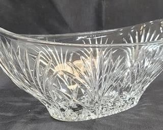 598 - Marquis by Waterford Newberry Oval Bowl, signed w/ box - 4.75 x 11 x 5.5
